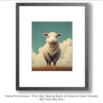 Cute Lamb Farm Animal Art Print - 8"x10" Artwork