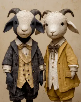 The Two Ram Kids Farm Animal Art Print - 8"x10" Artwork