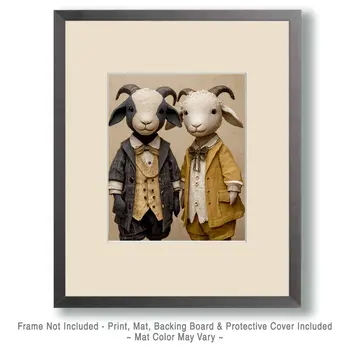 The Two Ram Kids Farm Animal Art Print - 8"x10" Artwork
