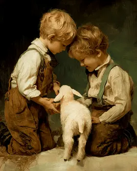 New Pet Lamb Farm Animal Art Print - 8"x10" Artwork