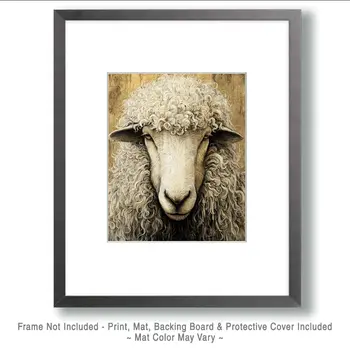 Serious Ewe Farm Animal Art Print - 8"x10" Artwork