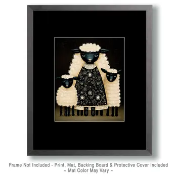 Blackface Sheep Family Farm Animal Art Print - 8"x10" Artwork