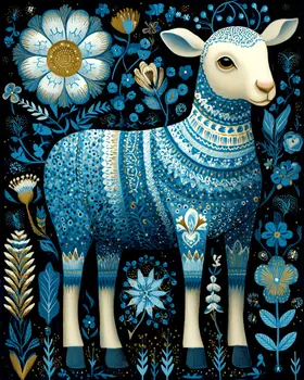 Norwegian Blue Sheep Farm Animal Art Print - 8"x10" Artwork