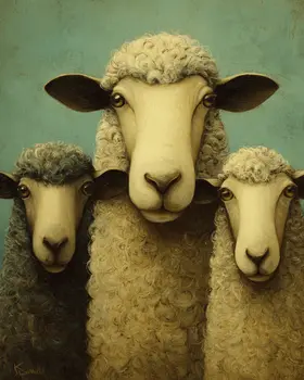 Tres Oveja Farm Animal Art Print - 8"x10" Artwork