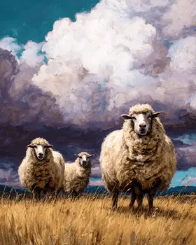 Sheep on Stormy Afternoon Farm Animal Art Print - 8"x10" Artwork