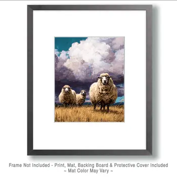 Sheep on Stormy Afternoon Farm Animal Art Print - 8"x10" Artwork