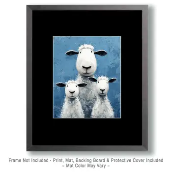 Three Sheep Cuties Farm Animal Art Print - 8"x10" Artwork