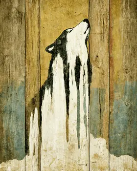 Abstract Howling Wolf Vintage Wildlife Art Prints - 8"x10" Artwork