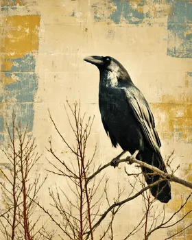 Lone Raven Vintage Wildlife Art Prints - 8"x10" Artwork