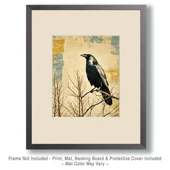 Lone Raven Vintage Wildlife Art Prints - 8"x10" Artwork