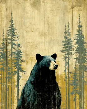 Curious Black Bear Vintage Wildlife Art Prints - 8"x10" Artwork
