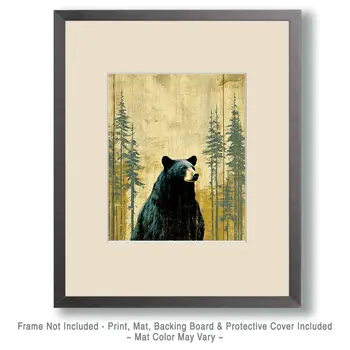 Curious Black Bear Vintage Wildlife Art Prints - 8"x10" Artwork