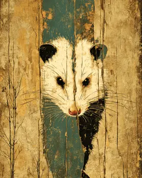 Opossum Face Vintage Wildlife Art Prints - 8"x10" Artwork