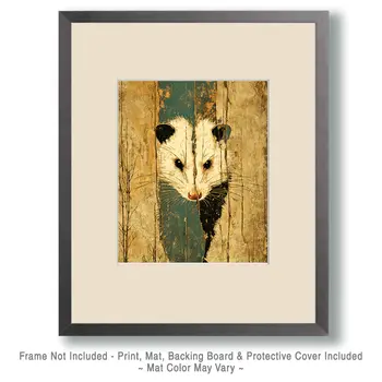 Opossum Face Vintage Wildlife Art Prints - 8"x10" Artwork