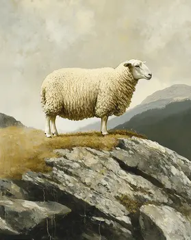 Lamb Searching for Bo Peep - Farm Animal Art Print - 8"x10" Artwork