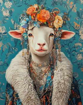 Maximalist Felicity the Fabulous Lamb - Farm Animal Art Print - 8"x10" Artwork