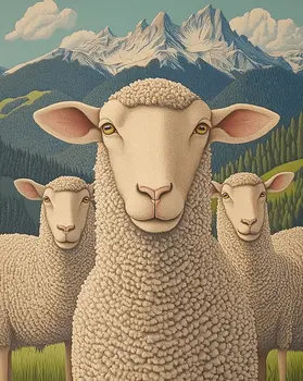 Paranoid Sheep - Farm Animal Art Print - 8"x10" Artwork