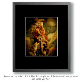 Young Frontier Cowgirl Western Art Print - 8"x10" Artwork