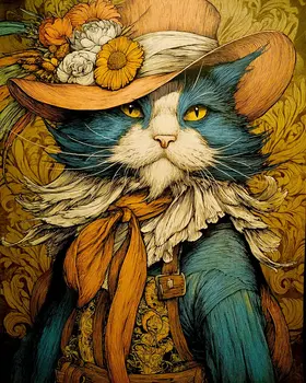 Monseur Cat Western Art Print - 8"x10" Artwork