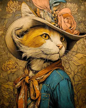 Miss July Jones Cat Western Art Print - 8"x10" Artwork