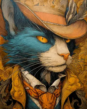 Gumshoe Willy the Cat Western Art Print - 8"x10" Artwork