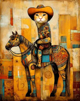 Slim Karl the Cowboy Cat Western Art Print - 8"x10" Artwork