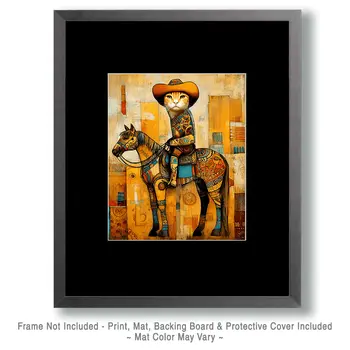 Slim Karl the Cowboy Cat Western Art Print - 8"x10" Artwork
