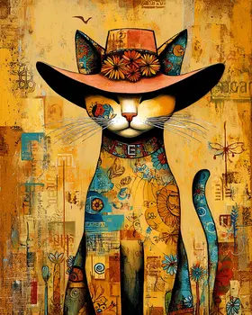Low Slow Chuck the Cat Western Art Print - 8"x10" Artwork