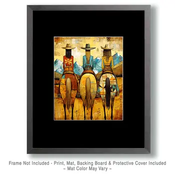 Three Hip Cowgirls on Horses Western Art Print - 8"x10" Artwork