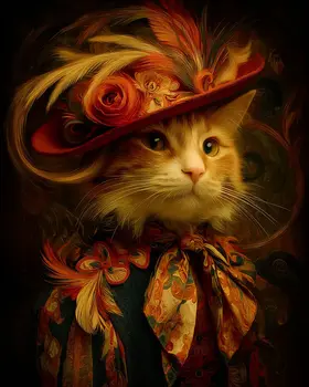Cat Belle Femme Portrait Western Art Print - 8"x10" Artwork