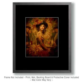 Victorian Cowgirl Fashion Western Art Print - 8"x10" Artwork