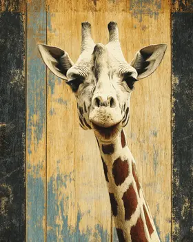 Smiling Giraffe Vintage Wildlife Art Prints - 8"x10" Artwork