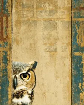 Peeking Owl Vintage Wildlife Art Prints - 8"x10" Artwork