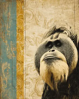 Handosme Orangatang Vintage Wildlife Art Prints - 8"x10" Artwork