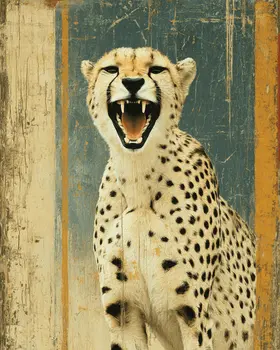 Growling Cheetah Vintage Wildlife Art Prints - 8"x10" Artwork