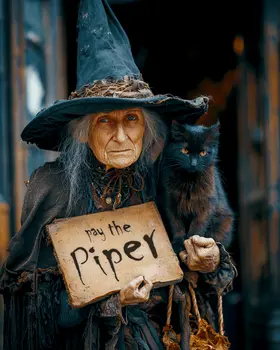 Pay the Piper Witch - Wiccan Art Print - 8"x10" Artwork