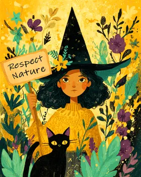 Respect Nature Witch #2 - Wiccan Art Print - 8"x10" Artwork