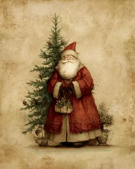 Vintage Santa Claus Christmas Art Print - 8"x10" Artwork