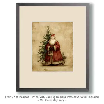 Vintage Santa Claus Christmas Art Print - 8"x10" Artwork