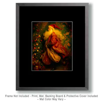 Vintage Nouveau Santa Claus Christmas Art Print - 8"x10" Artwork