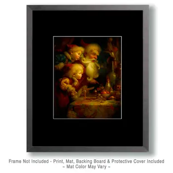 Vintage Nouveau Santa Claus and Children Christmas Art Print - 8"x10" Artwork