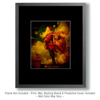 Vintage Nouveau Santa Claus with Bag of Toys Christmas Art Print - 8"x10" Artwork