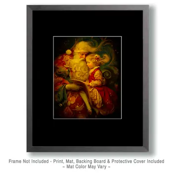 Vintage Nouveau Santa Claus with Child Christmas Art Print - 8"x10" Artwork