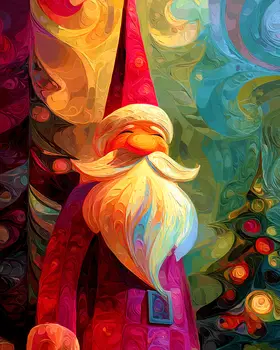 Abstract Santa Claus Christmas Art Print - 8"x10" Artwork