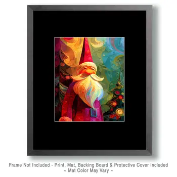 Abstract Santa Claus Christmas Art Print - 8"x10" Artwork