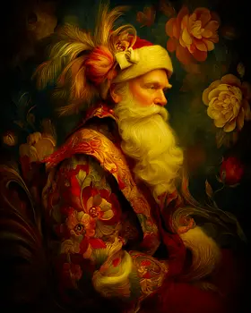 Classic Nouveau Santa Claus Christmas Art Print - 8"x10" Artwork