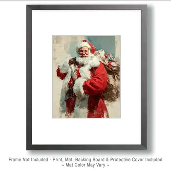 Jolly Santa Claus Christmas Art Print - 8"x10" Artwork