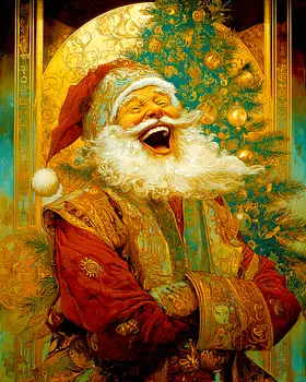 Santa Claus Belly Laugh Christmas Art Print - 8"x10" Artwork