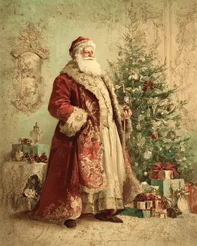 Old English Santa Claus Christmas Art Print - 8"x10" Artwork