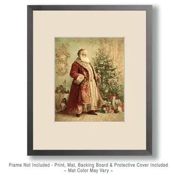Old English Santa Claus Christmas Art Print - 8"x10" Artwork